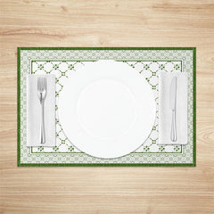 Lofaris Spring Green White Boho Print Set Of 4 Placemats