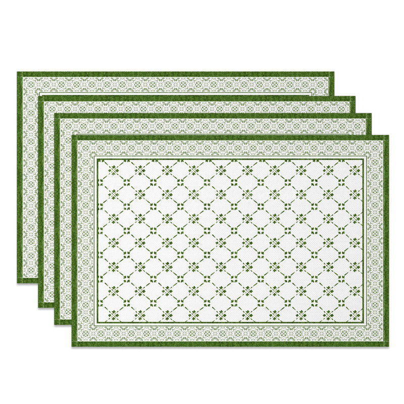 Lofaris Spring Green White Boho Print Set Of 4 Placemats