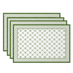 Lofaris Spring Green White Boho Print Set Of 4 Placemats