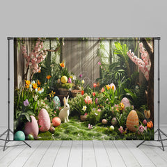 Lofaris Spring Greenery Floral Bunny Easter Room Set Backdrop