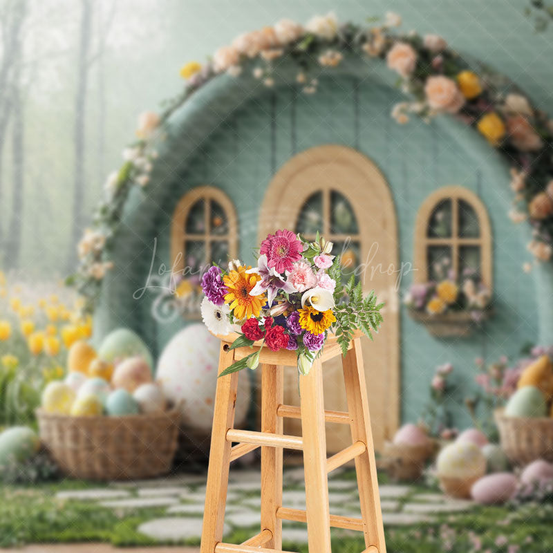 Lofaris Spring Greenery Floral Eggs Easter Photo Backdrop