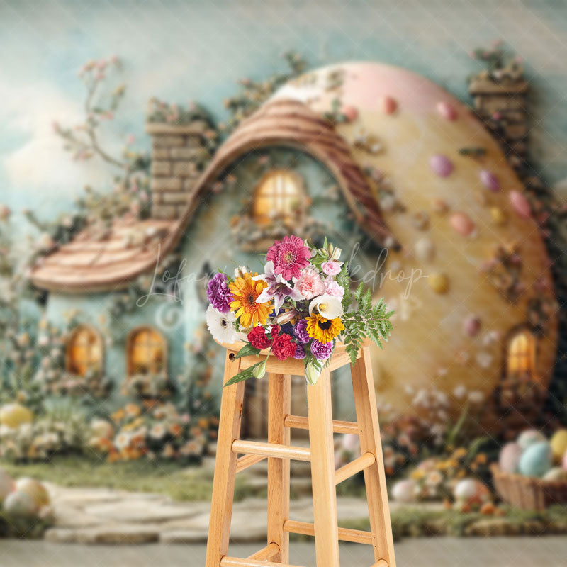 Lofaris Spring Greenery Floral House Eggs Easter Backdrop