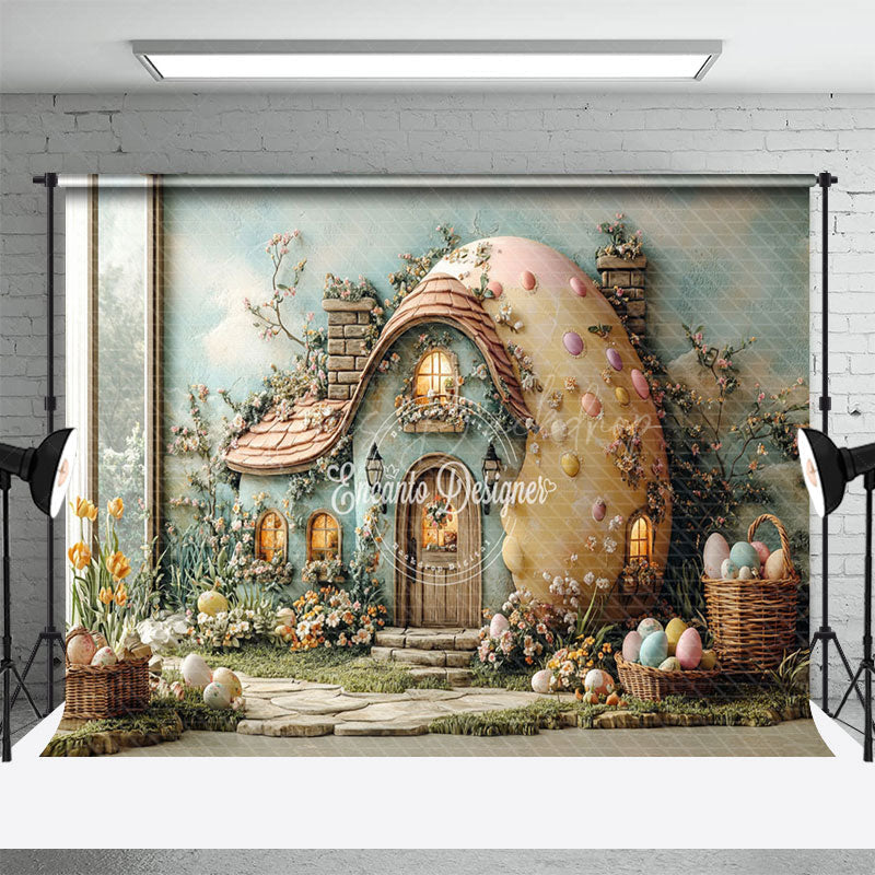 Lofaris Spring Greenery Floral House Eggs Easter Backdrop