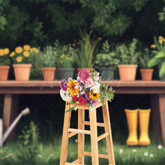 Lofaris Spring Greenery Potted Plant Garden Scene Backdrop
