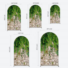 Lofaris Spring Greenery Stone Wall Natural Scene Arch Backdrop