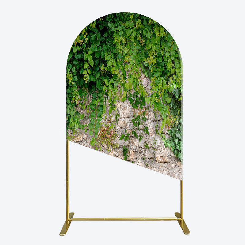 Lofaris Spring Greenery Stone Wall Natural Scene Arch Backdrop