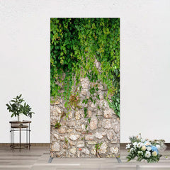 Lofaris Spring Greenery Stone Wall Natural Scene Rectangle Backdrop