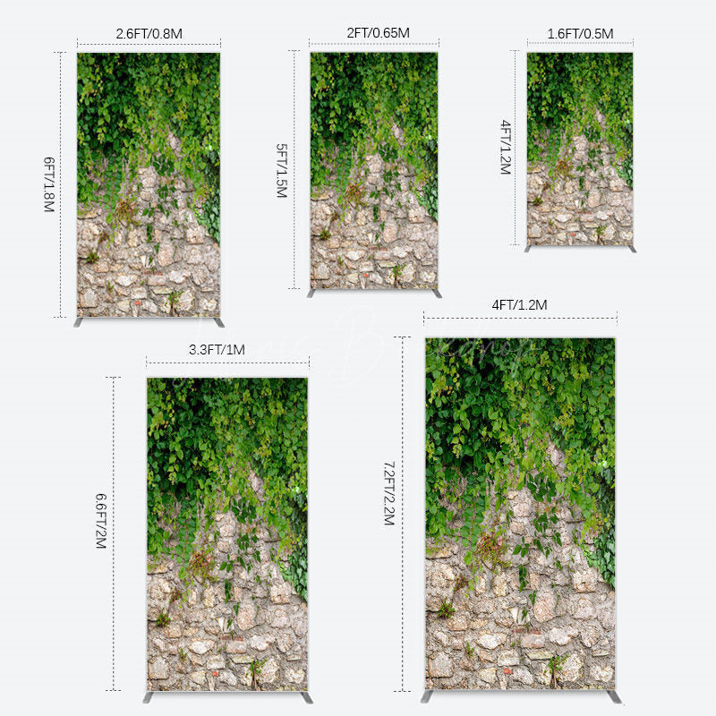 Lofaris Spring Greenery Stone Wall Natural Scene Rectangle Backdrop