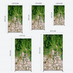 Lofaris Spring Greenery Stone Wall Natural Scene Rectangle Backdrop