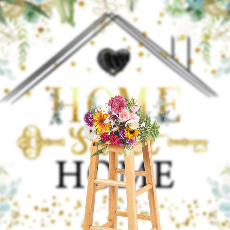 Lofaris Spring Greenery Sweet Home Key Housewarming Backdrop