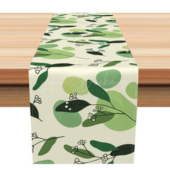 Lofaris Spring Greenery Table Runner with Abstract Plant Leaves Botanical Kitchen Decor for Holiday and Party
