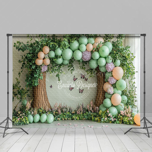 Lofaris Spring Greenery Tree Balloon Floral Cake Smash Backdrop