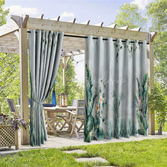 Lofaris Spring Greenery Waterproof Printed Outdoor Curtains