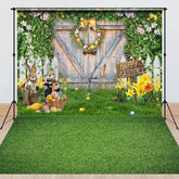 Lofaris Spring Greenery Wood Door Easter Combo Set Backdrop
