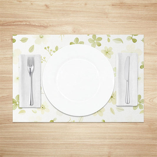 Lofaris Spring Light Green Leaves Floral Set of 4 Placemats