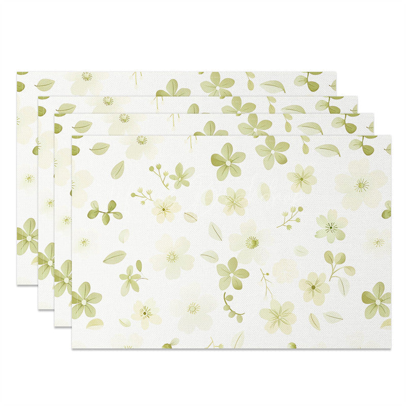 Lofaris Spring Light Green Leaves Floral Set of 4 Placemats