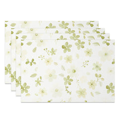 Lofaris Spring Light Green Leaves Floral Set of 4 Placemats