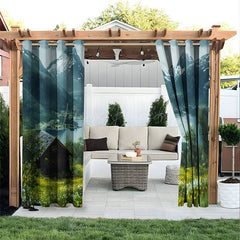 Lofaris Spring Mountain Waterproof Printed Outdoor Curtains