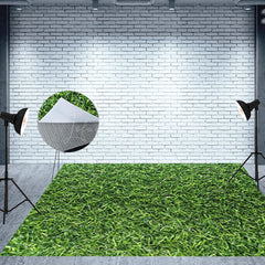 Lofaris Spring Natural Green Lawn Grass Fabric Floor Backdrop