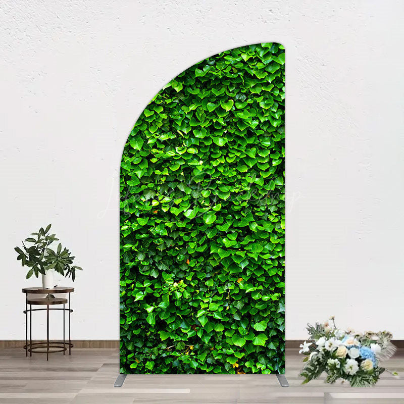 Lofaris Spring Natural Green Leaves Birthday Half Moon Arch Backdrop