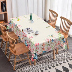 Lofaris Spring Pink Floral Butterfly Rectangle Tablecloth