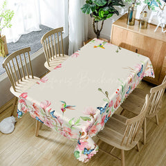 Lofaris Spring Pink Floral Butterfly Rectangle Tablecloth