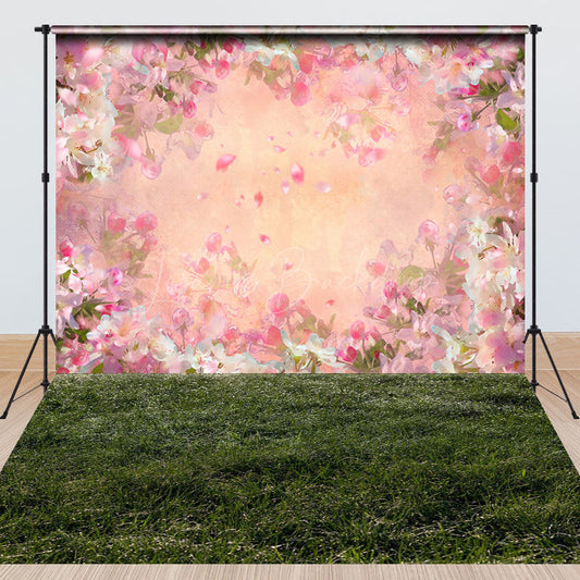 Lofaris Spring Pink Floral Greenery Floor Combo Set Backdrop