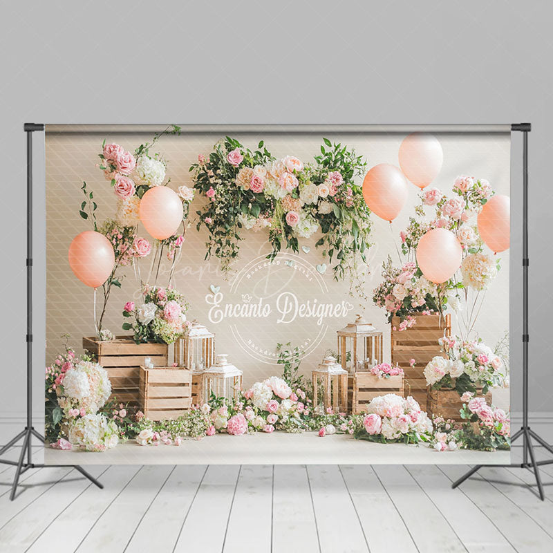 Lofaris Spring Pink Floral Plant Balloons Romantic Backdrop