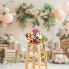Lofaris Spring Pink Floral Plant Balloons Romantic Backdrop