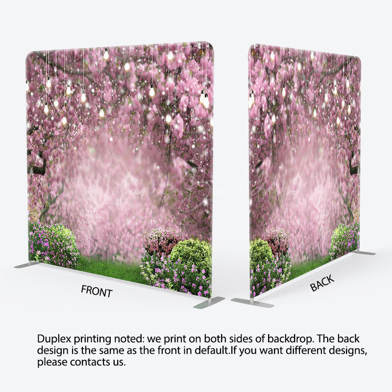 Lofaris Spring Pink Floral Trees Greenery Pillow Case Backdrop