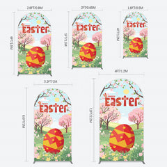 Lofaris Spring Pink Tree Field Happy Easter Arch Backdrop