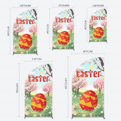 Lofaris Spring Pink Tree Field Happy Easter Half Moon Arch Backdrop