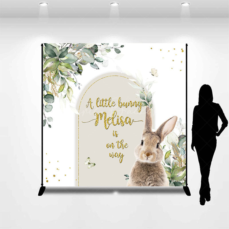 Lofaris Spring Plant Bunny Custom Name Baby Shower Backdrop