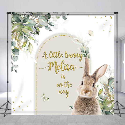 Lofaris Spring Plant Bunny Custom Name Baby Shower Backdrop