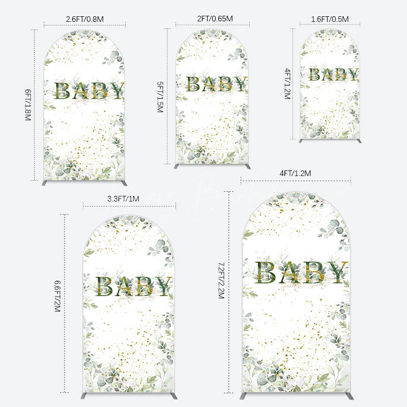 Lofaris Spring Plant Gold Glitter Baby Shower Arch Backdrop