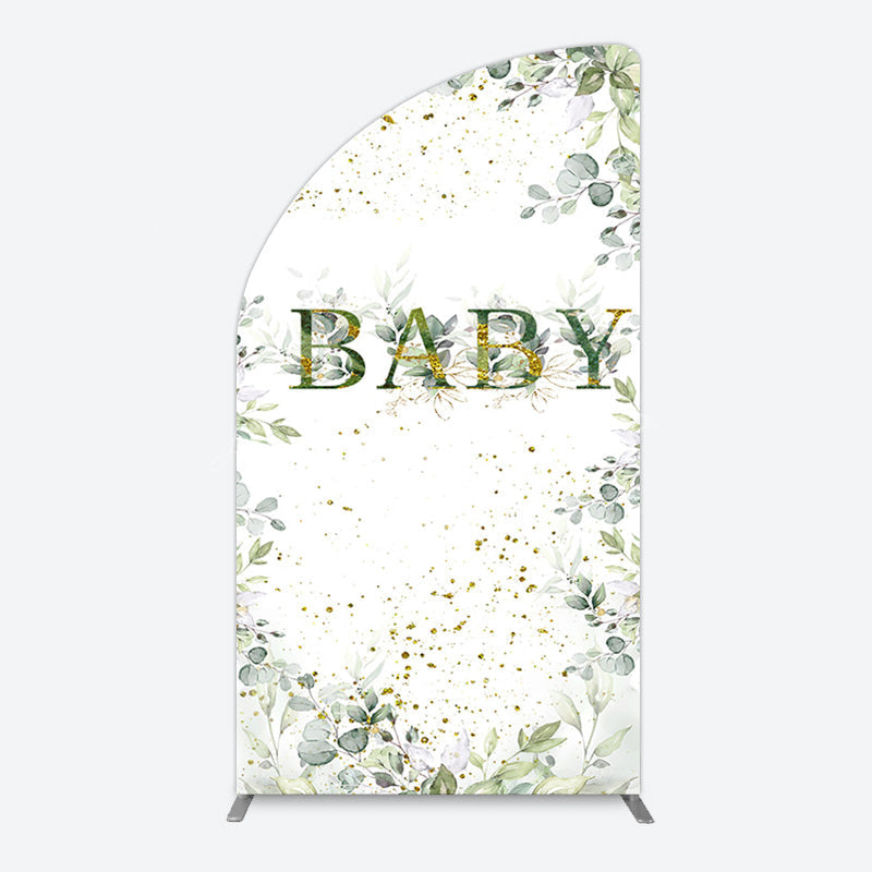 Lofaris Spring Plant Gold Glitter Baby Shower Half Moon Arch Backdrop