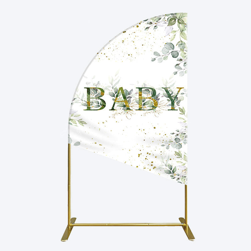 Lofaris Spring Plant Gold Glitter Baby Shower Half Moon Arch Backdrop
