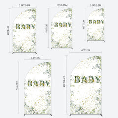 Lofaris Spring Plant Gold Glitter Baby Shower Half Moon Arch Backdrop