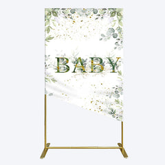 Lofaris Spring Plant Gold Glitter Baby Shower Rectangle Backdrop