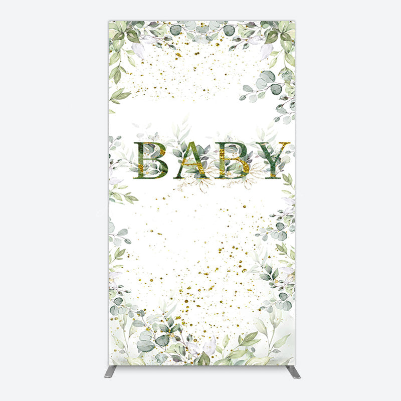Lofaris Spring Plant Gold Glitter Baby Shower Rectangle Backdrop