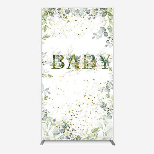Lofaris Spring Plant Gold Glitter Baby Shower Rectangle Backdrop