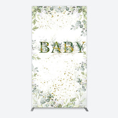 Lofaris Spring Plant Gold Glitter Baby Shower Rectangle Backdrop