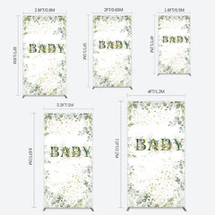 Lofaris Spring Plant Gold Glitter Baby Shower Rectangle Backdrop