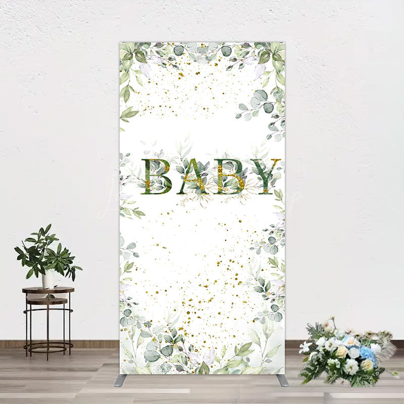 Lofaris Spring Plant Gold Glitter Baby Shower Rectangle Backdrop