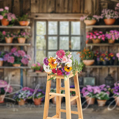 Lofaris Spring Rural Wooden Flower Shack Photography Backdrop