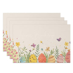 Lofaris Spring Scene Leaves Eggs Easter Set Of 4 Placemats