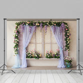Lofaris Spring Sparkle Purple Curtain Window Photo Backdrop