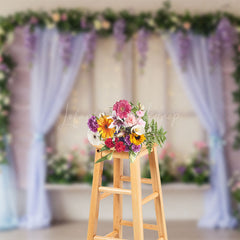 Lofaris Spring Sparkle Purple Curtain Window Photo Backdrop