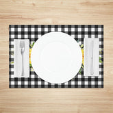 Lofaris Spring Sunflower Black White Plaid Set Of 4 Placemats