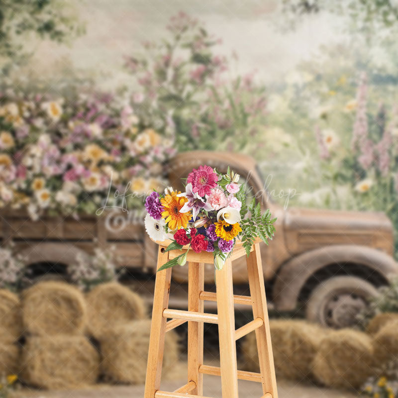 Lofaris Spring Truck Floral Fine Art Backdrop For Photography
